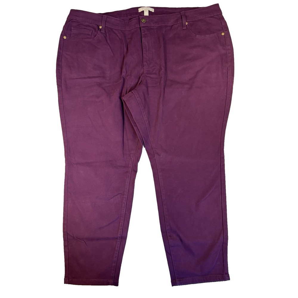 Woman Within 24WP Purple Denim Jeans Classic Jewel Tone‎ Stretch Straight Leg